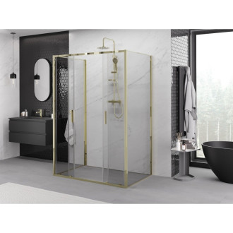 Mexen Exo-3S trojstenný posuvný sprchovací kút 140 x 80 cm, priehľadný, zlatý - 8152-140-080-50-00-3S