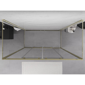 Mexen Exo-3S trojstenný posuvný sprchovací kút 180 x 85 cm, priehľadný, zlatý - 8152-180-085-50-00-3S