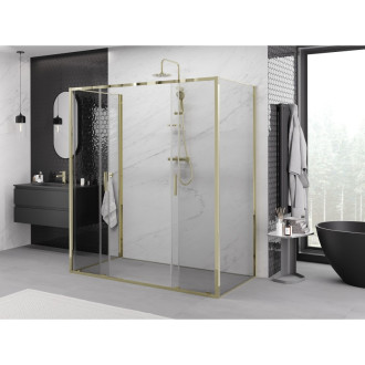 Mexen Exo-3S sprchovací kút s 3 stenami, posuvný, 190 x 85 cm, priehľadný, zlatý - 8152-190-085-50-00-3S