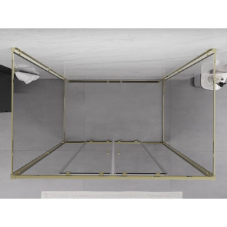 Mexen Exo-3S sprchovací kút s tromi stenami, posuvný, 150 x 90 cm, priehľadný, zlatý - 8152-150-090-50-00-3S