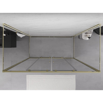 Mexen Exo-3S trojstenný posuvný sprchovací kút 170 x 95 cm, priehľadný, zlatý - 8152-170-095-50-00-3S