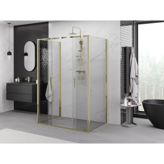 Mexen Exo-3S trojstenný posuvný sprchovací kút 130 x 100 cm, priehľadný, zlatý - 8152-130-100-50-00-3S