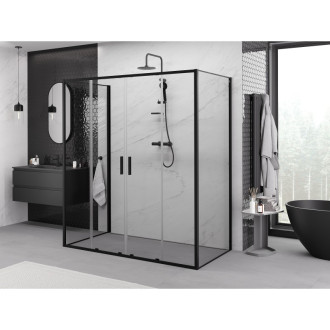 Mexen Exo-3S trojstenný posuvný sprchovací kút 180 x 70 cm, priehľadný, čierny - 8152-180-070-70-00-3S