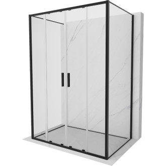 Mexen Exo-3S trojstenný posuvný sprchovací kút 160 x 75 cm, priehľadný, čierny - 8152-160-075-70-00-3S