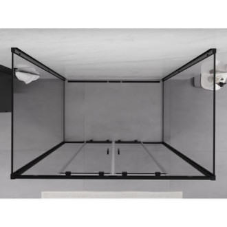 Mexen Exo-3S trojstenný posuvný sprchovací kút 140 x 80 cm, priehľadný, čierny - 8152-140-080-70-00-3S
