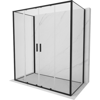 Mexen Exo-3S trojstenný posuvný sprchovací kút 190 x 80 cm, priehľadný, čierny - 8152-190-080-70-00-3S