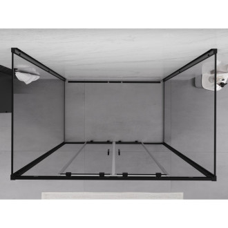 Mexen Exo-3S trojstenný posuvný sprchovací kút 130 x 90 cm, priehľadný, čierny - 8152-130-090-70-00-3S