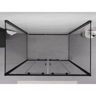 Mexen Exo-3S trojstenný posuvný sprchovací kút 140 x 90 cm, priehľadný, čierny - 8152-140-090-70-00-3S