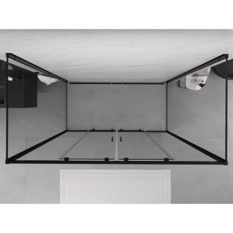 Mexen Exo-3S trojstenný posuvný sprchovací kút 170 x 90 cm, priehľadný, čierny - 8152-170-090-70-00-3S