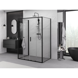 Mexen Exo-3S trojstenný posuvný sprchovací kút 150 x 95 cm, priehľadný, čierny - 8152-150-095-70-00-3S