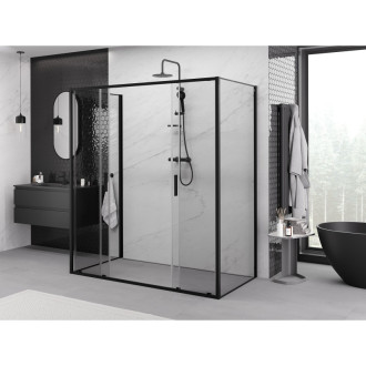 Mexen Exo-3S trojstenný posuvný sprchovací kút 170 x 95 cm, priehľadný, čierny - 8152-170-095-70-00-3S