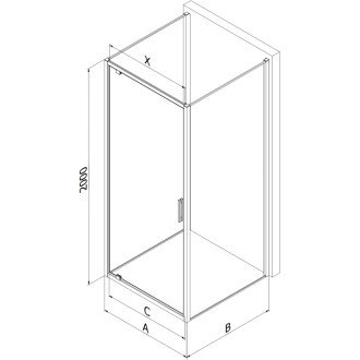 Mexen Exo-3S trojstenný výklopný sprchovací kút 100 x 75 cm, priehľadný, chróm - 8181-100-075-01-00-3S