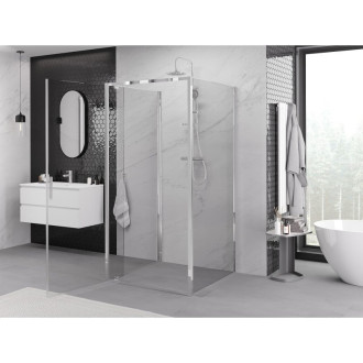 Mexen Exo-3S trojstenný výklopný sprchovací kút 80 x 80 cm, priehľadný, chróm - 8181-080-080-01-00-3S