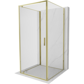 Mexen Exo-3S třístěnný výklopný sprchový kout 70 x 70 cm, průhledný, zlatý - 8181-070-070-50-00-3S
