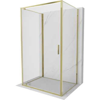 Mexen Exo-3S trojstenný výklopný sprchovací kút 100 x 80 cm, priehľadný, zlatý - 8181-100-080-50-00-3S