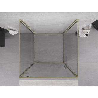 Mexen Exo-3S trojstenný výklopný sprchovací kút 85 x 85 cm, priehľadný, zlatý - 8181-085-085-50-00-3S