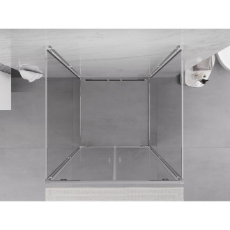Mexen Exo-3S trojstenný výklopný sprchovací kút 80 x 80 cm, priehľadný, chróm - 8182-080-080-01-00-3S