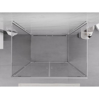 Mexen Exo-3S trojstenný výklopný sprchovací kút 120 x 80 cm, priehľadný, chróm - 8182-120-080-01-00-3S