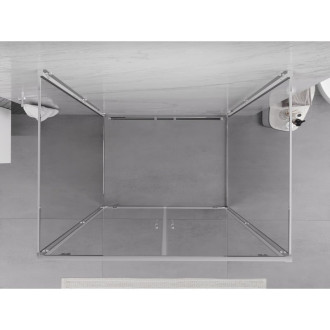 Mexen Exo-3S trojstenný výklopný sprchovací kút 100 x 90 cm, priehľadný, chróm - 8182-100-090-01-00-3S