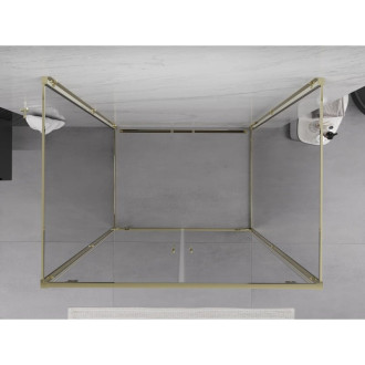 Mexen Exo-3S trojstenný výklopný sprchovací kút 110 x 70 cm, priehľadný, zlatý - 8182-110-070-50-00-3S