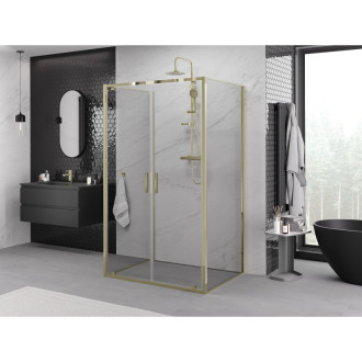 Mexen Exo-3S trojstenný výklopný sprchovací kút 100 x 95 cm, priehľadný, zlatý - 8182-100-095-50-00-3S
