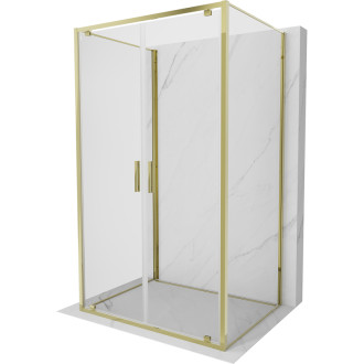 Mexen Exo-3S trojstenný výklopný sprchovací kút 120 x 100 cm, priehľadný, zlatý - 8182-120-100-50-00-3S