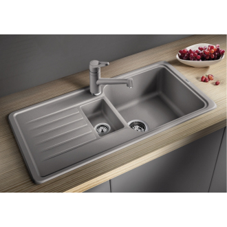 Blanco FAVOS 6 S 519076 drez s odkvapom, obojstranný aluminium drez vstavaný