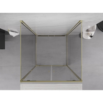 Mexen Exo-3S trojstenný výklopný sprchovací kút 120 x 120 cm, priehľadný, zlatý - 8182-120-120-50-00-3S