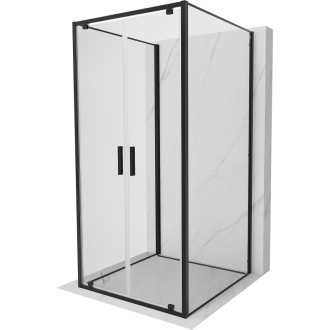 Mexen Exo-3S třístěnný výklopný sprchový kout 70 x 70 cm, průhledný, černý - 8182-070-070-70-00-3S