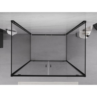 Mexen Exo-3S trojstenný výklopný sprchovací kút 110 x 100 cm, priehľadný, čierny - 8182-110-100-70-00-3S