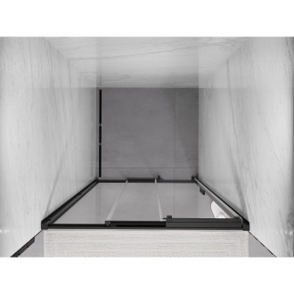 Posuvné sprchové dvere Mexen Exo-3S 75 cm, priehľadné, čierne - 8153-075-000-70-00