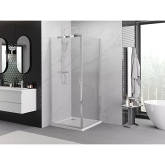 Posuvný sprchovací kút Mexen Exo 100 x 100 cm, priehľadný, chróm - 8153-100-100-01-00