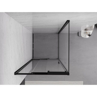 Posuvný sprchovací kút Mexen Exo 80 x 80 cm, priehľadný, čierny - 8153-080-080-70-00