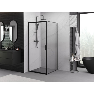 Posuvný sprchovací kút Mexen Exo 90 x 90 cm, priehľadný, čierny - 8153-090-090-70-00