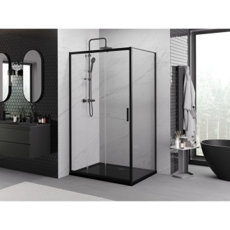Posuvný sprchovací kút Mexen Exo 90 x 100 cm, priehľadný, čierny - 8153-090-100-70-00