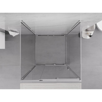 Mexen Exo-3S sprchovací kút s tromi stenami, posuvný, 95 x 95 cm, priehľadný, chróm - 8153-095-095-01-00-3S