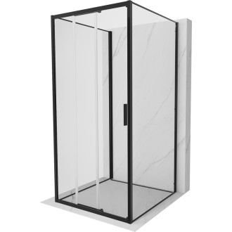 Mexen Exo-3S trojstenný posuvný sprchovací kút 85 x 85 cm, priehľadný, čierny - 8153-085-085-70-00-3S