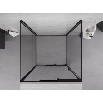 Mexen Exo-3S trojstenný posuvný sprchovací kút 90 x 90 cm, priehľadný, čierny - 8153-090-090-70-00-3S