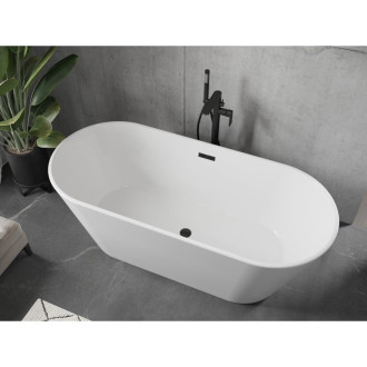 Voľne stojaca vaňa Mexen Flavia 150 x 75 cm, biela, čierny prepad - 54031507500-B