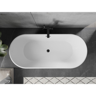 Voľne stojaca vaňa Mexen Flavia 150 x 75 cm, biela, čierny prepad - 54031507500-B
