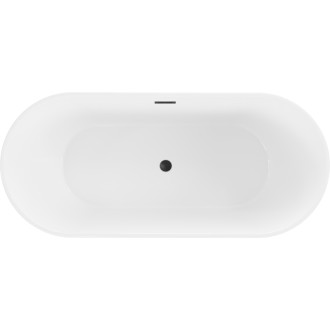 Voľne stojaca vaňa Mexen Flavia 150 x 75 cm, biela, čierny prepad - 54031507500-B