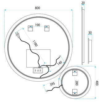 REA Zrkadlo LED R-8040 80cm + 40cm HOM-08531