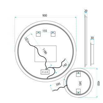 REA Zrkadlo LED R-9045 90cm + 45cm HOM-08532