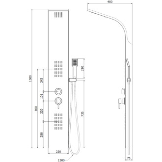 Sprchový panel Mexen Taro, chróm - 7614-03-00