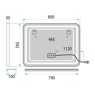 REA LED zrkadlo na stenu s policou 80x60 cm L-8060 HOM-08530