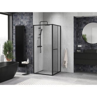 Mexen Linea posuvný sprchovací kút 80 x 80 cm, priehľadný, čierny - 8E1-080-080-70-70