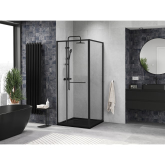 Mexen Linea posuvný sprchovací kút 85 x 85 cm, priehľadný, čierny - 8E1-085-085-70-70