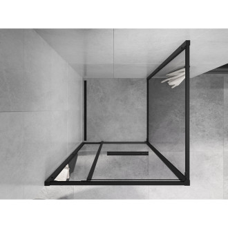 Mexen Linea posuvný sprchovací kút 95 x 95 cm, priehľadný, čierny - 8E1-095-095-70-70