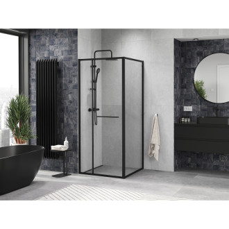 Mexen Linea posuvný sprchovací kút 100 x 100 cm, priehľadný, čierny - 8E1-100-100-70-70
