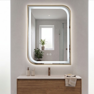 REA Zrkadlo LED ZONE 70X50 BRUSH GOLD HOM-00303